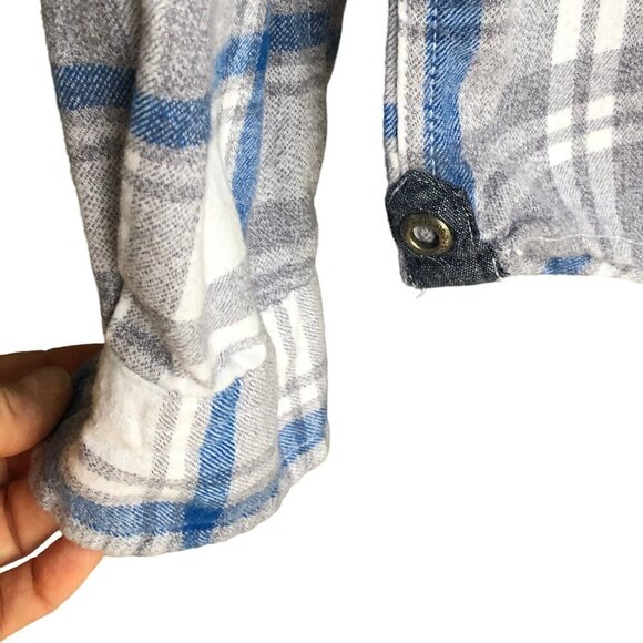 PROJEK RAW Men’s Flannel Plaid Button-Down Shirt 100% Cotton Blue Gray Small - Picture 6 of 14